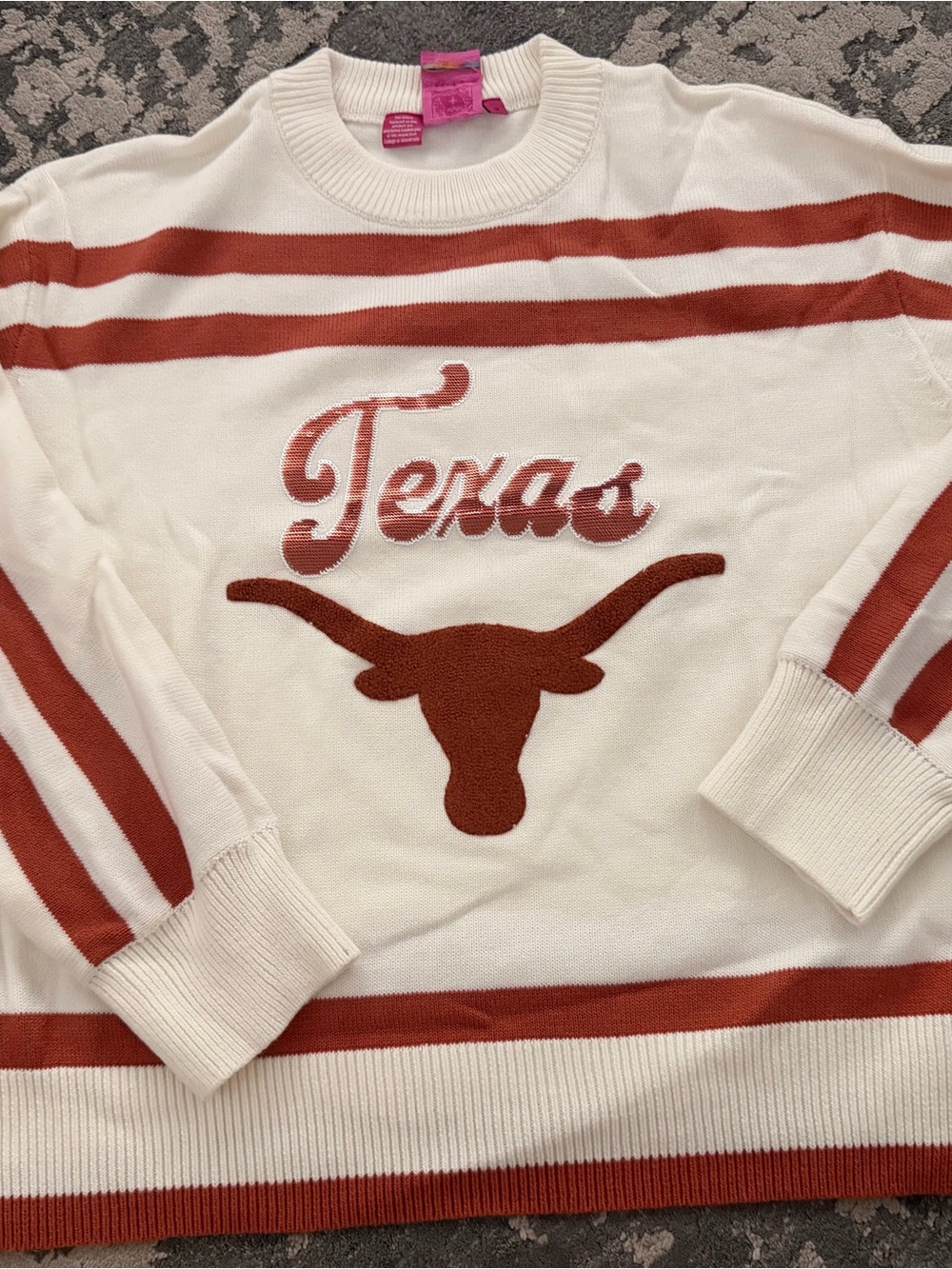 Texas Longhorns White and Burnt Orange Crewneck Sweater size M